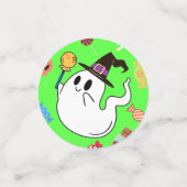 ハロウィンオレンジリトル幽霊キッズ コンフェッティ (スモール正面)