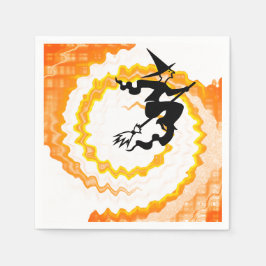 ハロウィンオレンジ飛んでいるの魔女魔法のおもしろい呪文 スタンダードカクテルナプキン