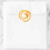 ハロウィンオレンジ飛んでいるの魔女魔法呪文文字 ラウンドシール (バッグ)