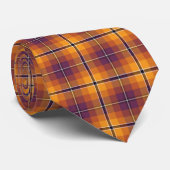 ハロウィンオレンジ&パープルプレイドパターン ネクタイ (ロール)