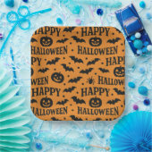 ハロウィンオレンジ&ブラックジャック – O – ランタンこうもり ペーパープレート (パーティー)