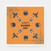 ハロウィンオレンジ&ブラックナプキパーソナライズされたンス スタンダードランチョンナプキン (正面)