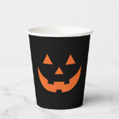 ハロウィンオレンジ&ブラックハロウィーンのカボチャのちょうちんカボチャ 紙コップ (裏面)
