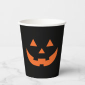 ハロウィンオレンジ&ブラックハロウィーンのカボチャのちょうちんカボチャ 紙コップ (正面)