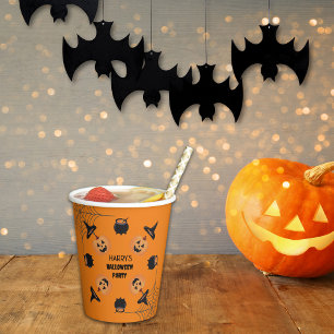ハロウィンオレンジ&ブラックパーソナライズされた紙カップ 紙コップ