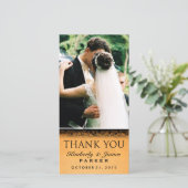 ハロウィンオレンジ&ブラック結婚の写真ありがとう サンキューカード (スタンド正面)