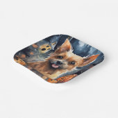 ハロウィンオーストラリアのテリアとカボチャ怖い ペーパープレート (傾斜あり)