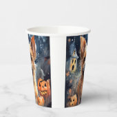 ハロウィンオーストラリアのテリアとカボチャ怖い 紙コップ (左)