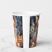 ハロウィンオーストラリアのテリアとカボチャ怖い 紙コップ (右)