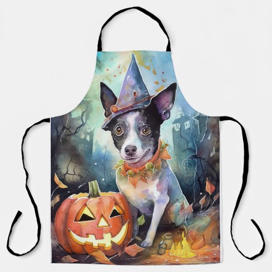 ハロウィンオーストラリアの牛とカボチャ怖い エプロン (正面)