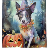 ハロウィンオーストラリアの牛とカボチャ怖い シャワーカーテン (正面)