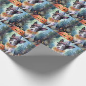 ハロウィンオーストラリアの牛とカボチャ怖い ラッピングペーパー (角)