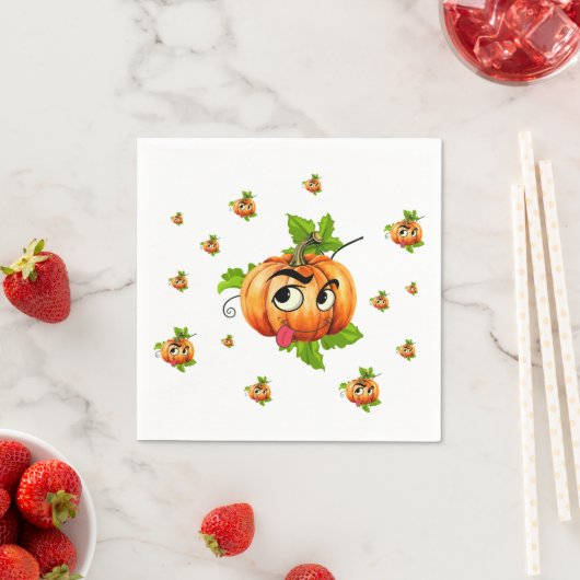 ハロウィンカおもしろいンプキン顔 スタンダードカクテルナプキン (インサイチュ)