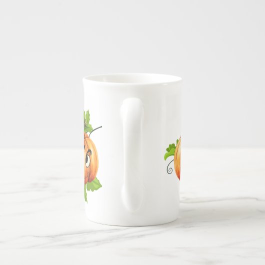 ハロウィンカおもしろいンプキン顔 ボーンチャイナマグカップ (裏面)