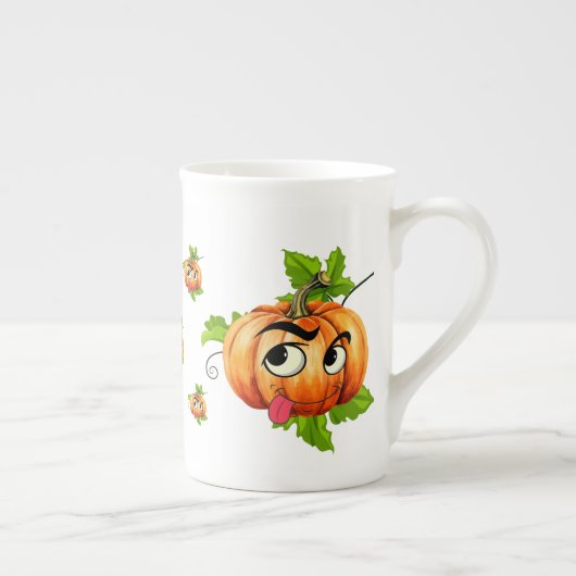 ハロウィンカおもしろいンプキン顔 ボーンチャイナマグカップ (右)