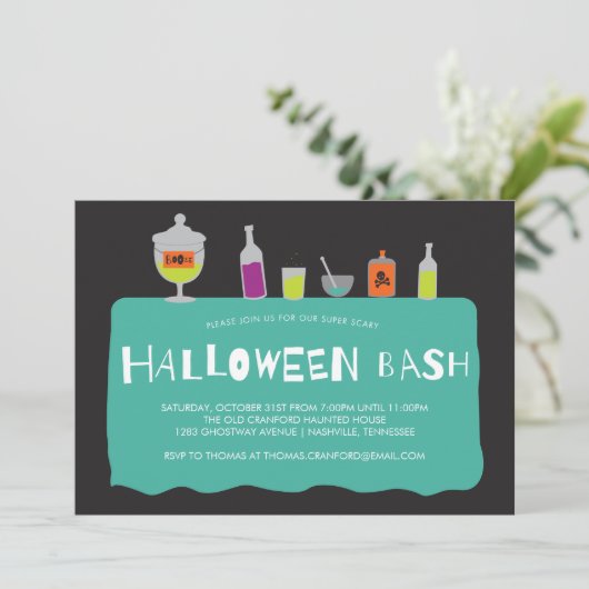 ハロウィンカクテルコスチュームパーティの招待状 招待状 (スタンド正面)
