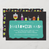 ハロウィンカクテルコスチュームパーティの招待状 招待状 (正面/裏面)