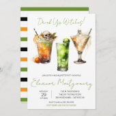 ハロウィンカクテル、ドリンク、バチェロレッテ 招待状 (正面/裏面)