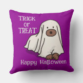ハロウィンカスタムおもしろい犬お洒落パープル クッション (裏面)
