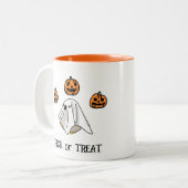 ハロウィンカスタムお洒落おもしろい幽霊 ツートーンマグカップ (正面左)