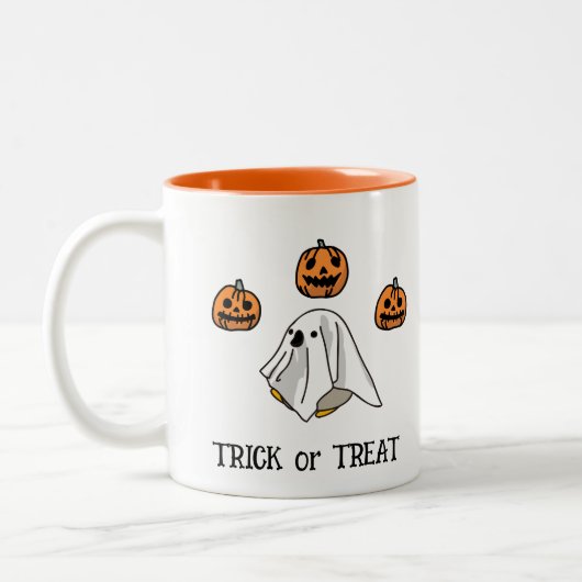 ハロウィンカスタムお洒落おもしろい幽霊 ツートーンマグカップ (左)