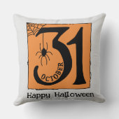 ハロウィンカスタムお洒落おもしろい10月31日オレンジ クッション (裏面)