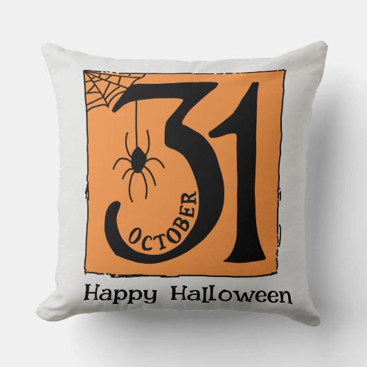 ハロウィンカスタムお洒落おもしろい10月31日オレンジ クッション (正面)