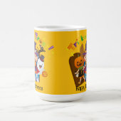 ハロウィンカスタムお洒落かわいい魔女の子オレンジ コーヒーマグカップ (中央)