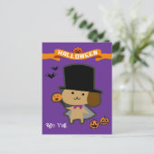 ハロウィンカスタムお洒落の可愛い魔法使い ポストカード (スタンド正面)