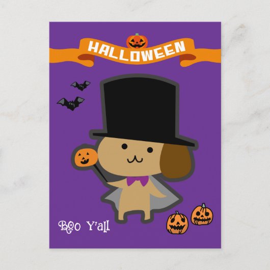 ハロウィンカスタムお洒落の可愛い魔法使い ポストカード (正面)