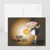 ハロウィンカスタムお洒落キュート魔女かぼちゃ ポストカード (正面/裏面)