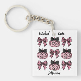 ハロウィンカスタムのカボチャと弓ピンクコケット キーホルダー