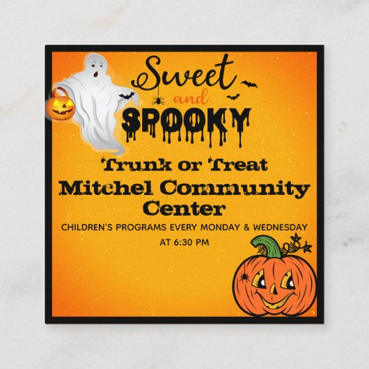 ハロウィンカスタムのトランクカードまたはトリートインサート100カード スクエア名刺 (裏面)