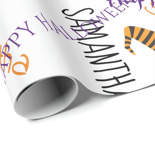 ハロウィンカスタムの名前の繰り返しトリックまたはトリート ラッピングペーパー (ロールコーナー)