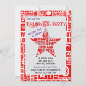 ハロウィンカスタムクールお洒落タイポグラフィ赤 招待状 (正面)