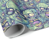 ハロウィンカッコいいゾンビのタイル模様 ラッピングペーパー (ロールコーナー)