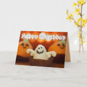 ハロウィンカップケーキ誕生日 カード (黄色い花)