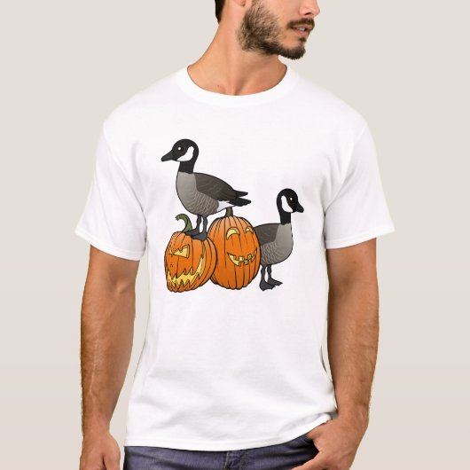 ハロウィンカナダガチョウとジャックオランタン Tシャツ (正面)