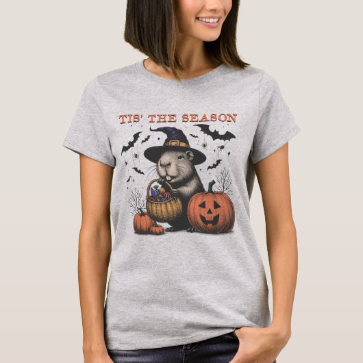 ハロウィンカピバラこの季節 Tシャツ (正面)