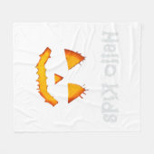 ハロウィンカボチャおもしろいハローキッズ フリースブランケット (正面(横))