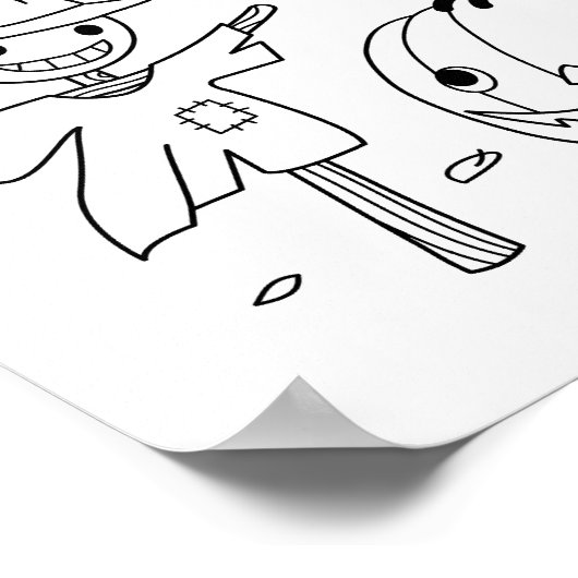 ハロウィンカボチャとかかしカラーリングページ ポスター (角)