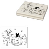 ハロウィンカボチャとかかしカラーリングページ ラバースタンプ (押印)