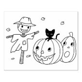 ハロウィンカボチャとかかしカラーリングページ ラバースタンプ (インプリント)