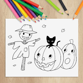 ハロウィンカボチャとかかしカラーリングページ ラバースタンプ