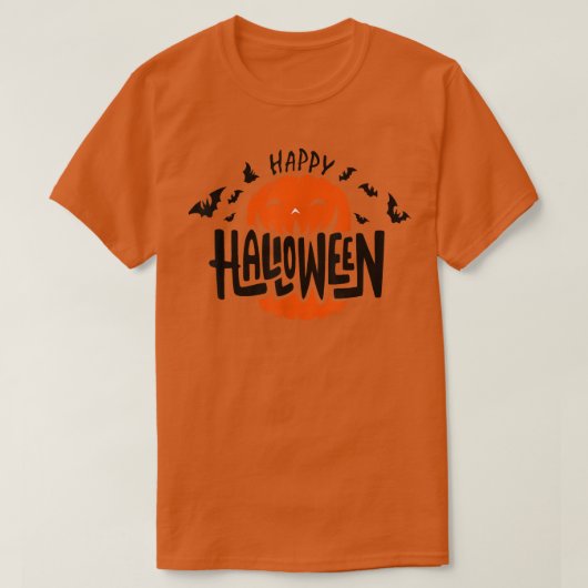 ハロウィンカボチャとこうもり、ハロウィーンのカボチャのちょうちんトリックO Tシャツ (デザイン正面)