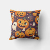 ハロウィンカボチャと可愛い幽霊友達 クッション (裏面)