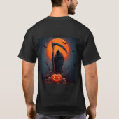 ハロウィンカボチャと満月の死神 Tシャツ (裏面)