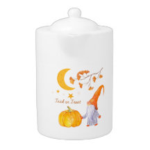 ハロウィンカボチャのオレンジ色のティーポット