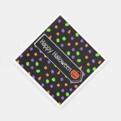 ハロウィンカボチャのオレンジ、紫とライムグリーン スタンダードランチョンナプキン (角)