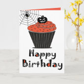 ハロウィンカボチャのカップケーキハッピーバースデーカード カード (黄色い花)